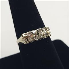 14K WHITE GOLD DIAMOND RING 3.4G SIZE 9